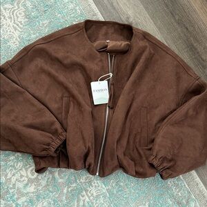 Faux Suede Bomber Jacket